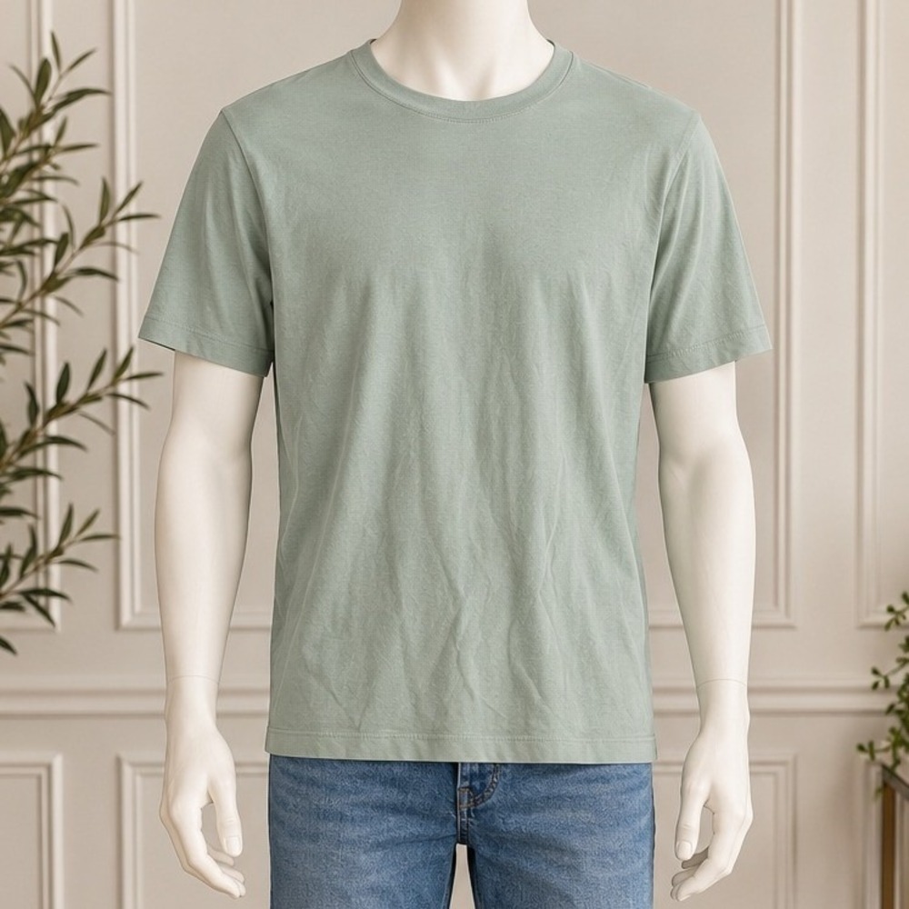 Uniqlo Mens T-Shirt Supima Cotton Crew Neck Sage Green Medium